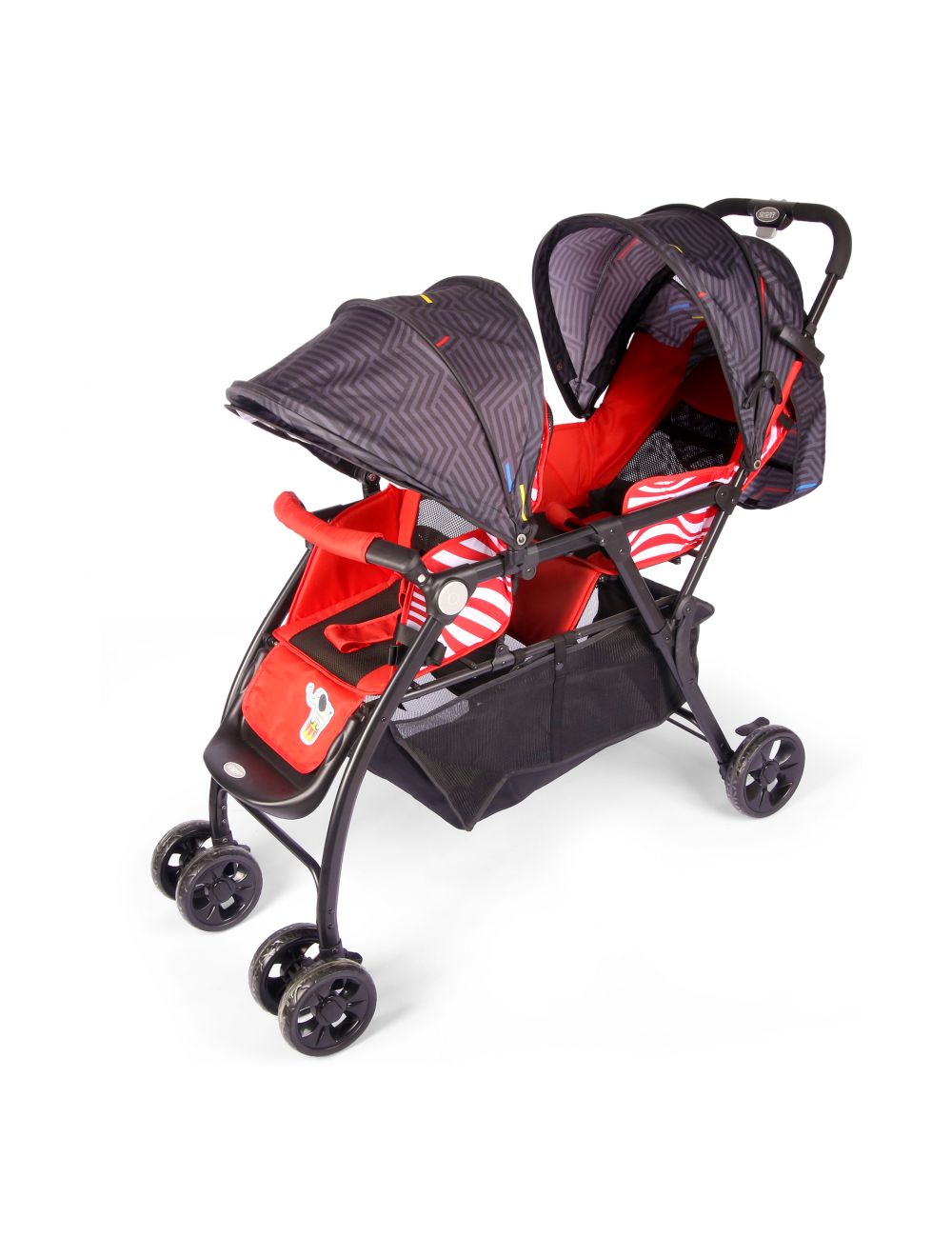 Joymaker Baby Twin Stroller Red & Grey